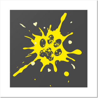 Dog Paw Paint Splash - Yellow Posters and Art